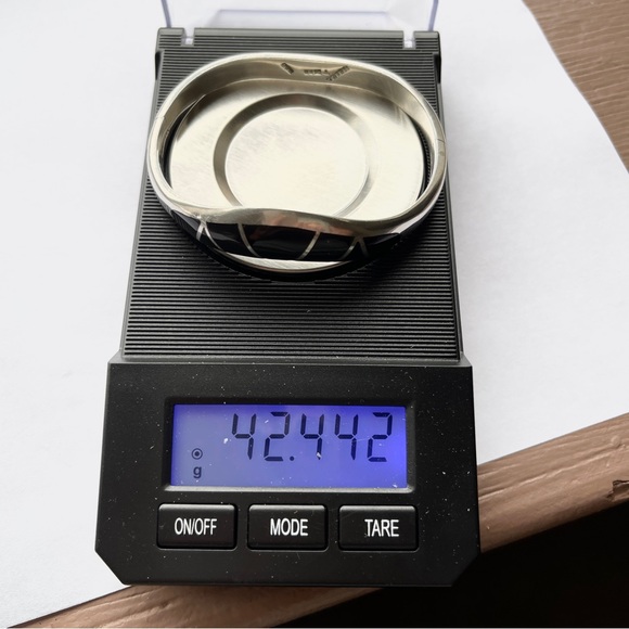 Vintage MCM Taxco Hinged Black Onyx Inlay in 950 Sterling Silver Bracelet - Picture 6 of 8